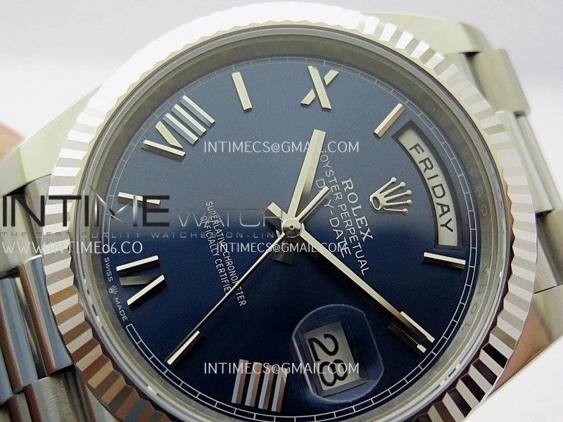 Day Date 228239 40mm 904L SS VSF 1:1 Best Edition Blue Dial Roman Markers On SS President Bracelet DD3255
