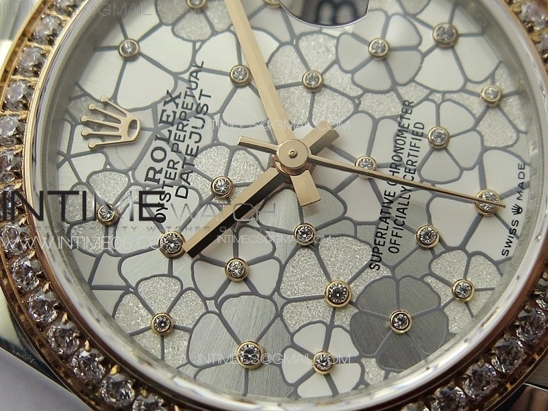 DateJust 31mm 278274 904L SS RG Crystals Bezel GMF Best Edition Silver Flowers Crystals Dial on 904L SS RG