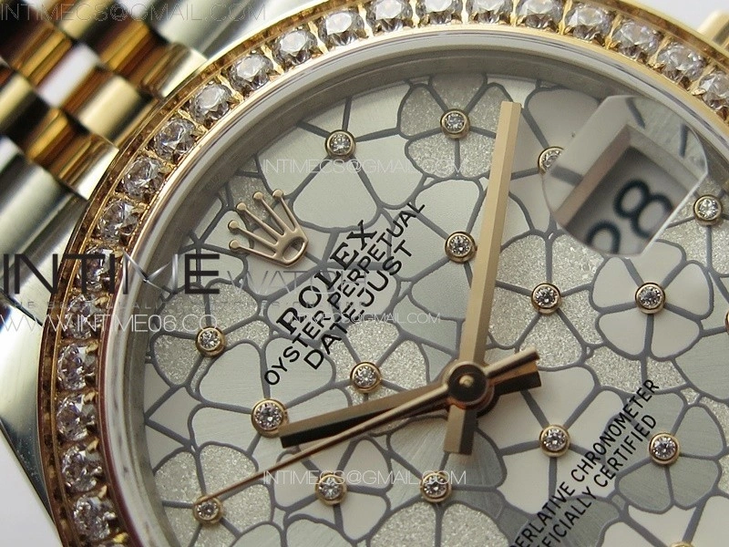 DateJust 31mm 278274 904L SS RG Crystals Bezel GMF Best Edition Silver Flowers Crystals Dial on 904L SS RG