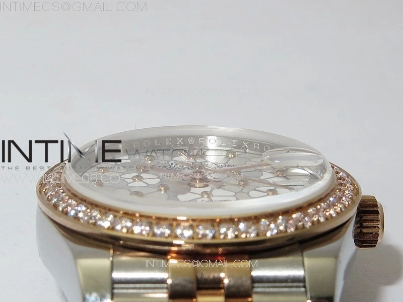 DateJust 31mm 278274 904L SS RG Crystals Bezel GMF Best Edition Silver Flowers Crystals Dial on 904L SS RG