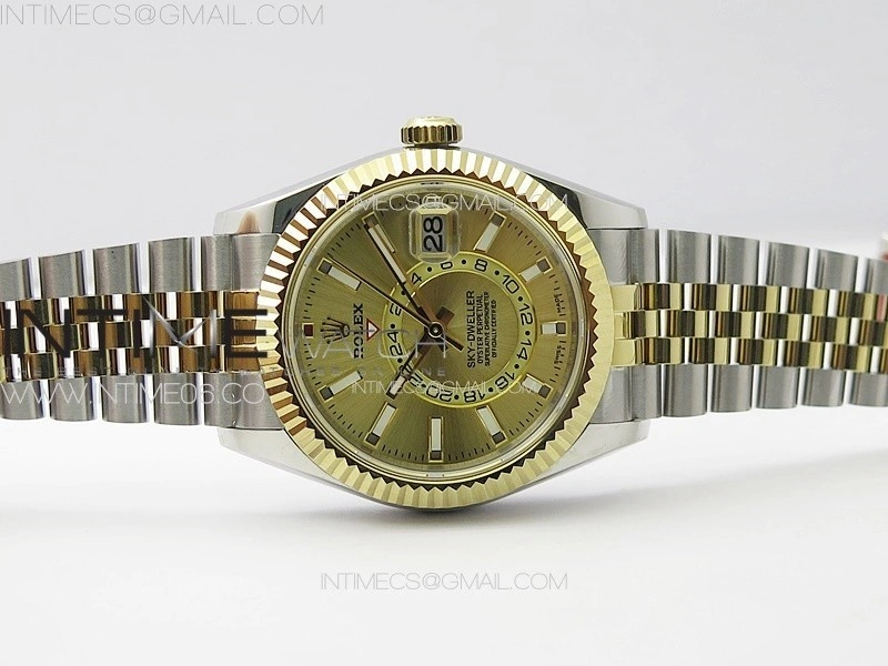 Sky-Dweller 326934 904L SS YG Noob 1:1 Best Edition Gold Dial on SS YG Jubilee Bracelet Asian 23J to 9001