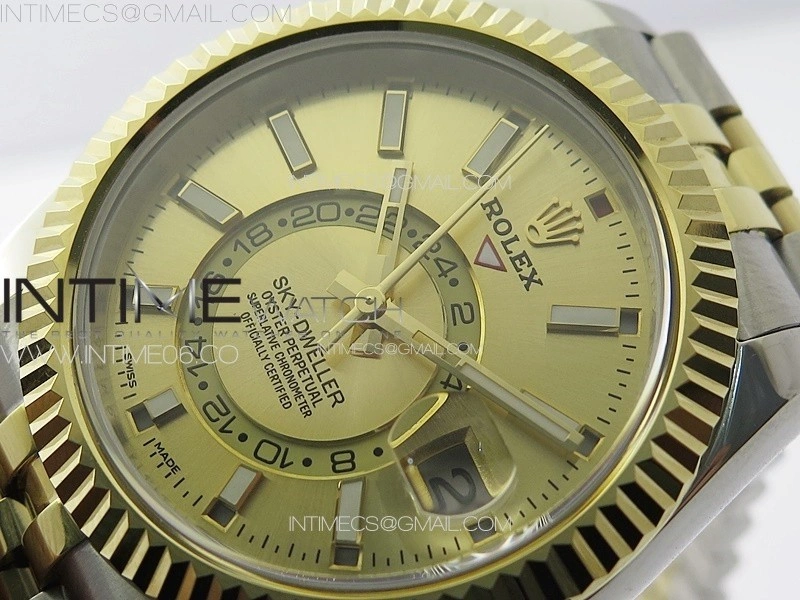 Sky-Dweller 326934 904L SS YG Noob 1:1 Best Edition Gold Dial on SS YG Jubilee Bracelet Asian 23J to 9001