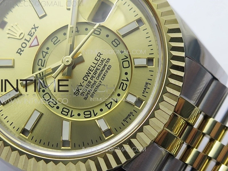 Sky-Dweller 326934 904L SS YG Noob 1:1 Best Edition Gold Dial on SS YG Jubilee Bracelet Asian 23J to 9001