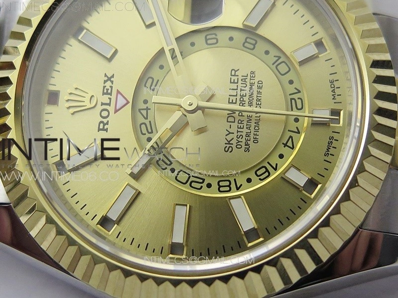 Sky-Dweller 326934 904L SS YG Noob 1:1 Best Edition Gold Dial on SS YG Jubilee Bracelet Asian 23J to 9001