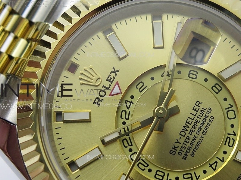 Sky-Dweller 326934 904L SS YG Noob 1:1 Best Edition Gold Dial on SS YG Jubilee Bracelet Asian 23J to 9001