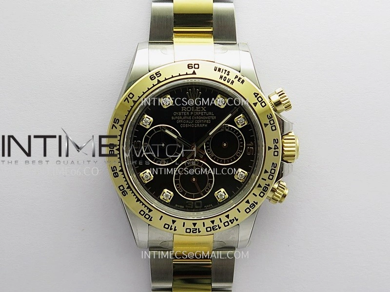 Daytona 116503 904L SS YG VF 1:1 Best Edition Black Dial Diamond Marker On 904L SS YG Bracelet DD4130