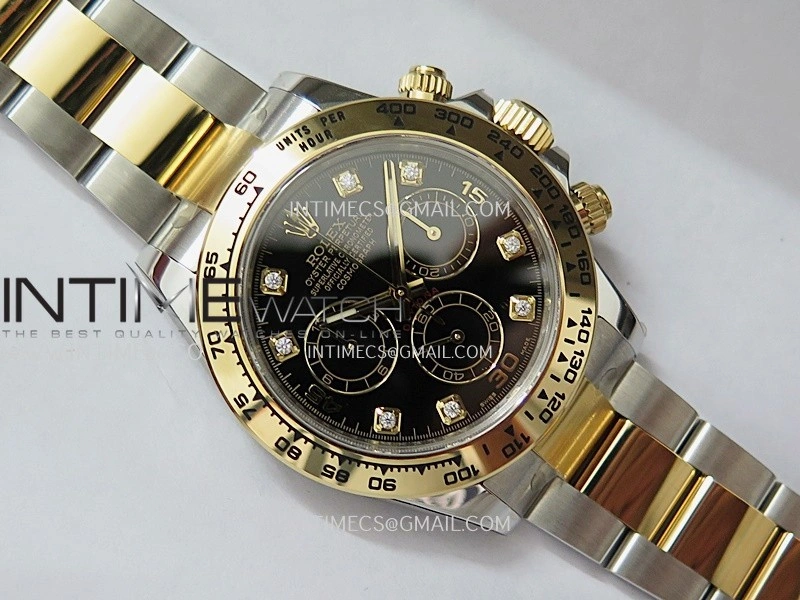 Daytona 116503 904L SS YG VF 1:1 Best Edition Black Dial Diamond Marker On 904L SS YG Bracelet DD4130