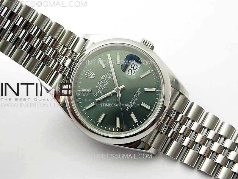 DateJust 36 SS 126200 904L Steel VSF 1:1 Best Edition Green Dial Sticks Markers on Jubilee Bracelet VS3235