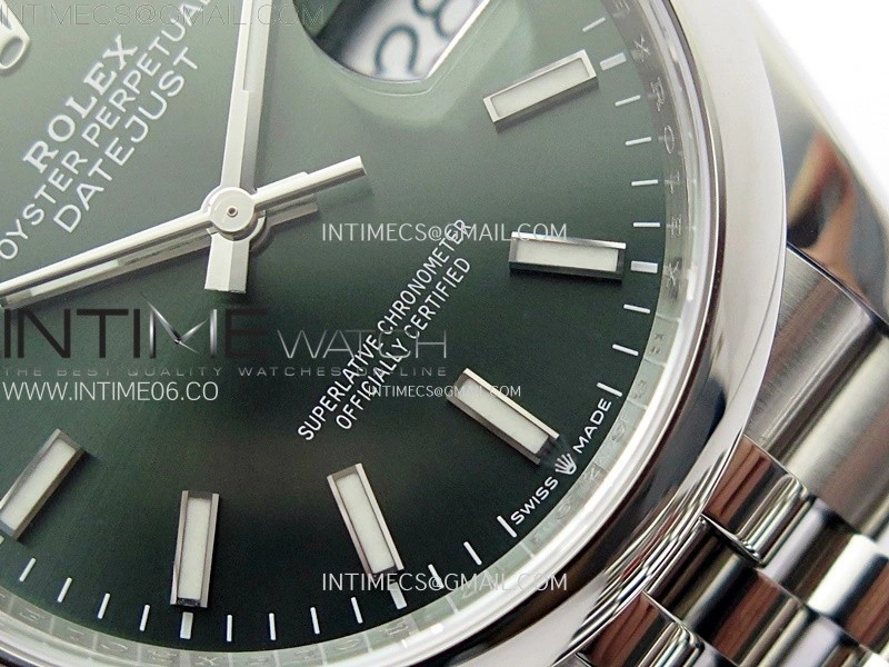 DateJust 36 SS 126200 904L Steel VSF 1:1 Best Edition Green Dial Sticks Markers on Jubilee Bracelet VS3235