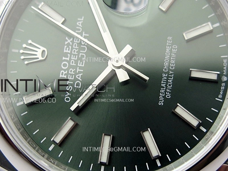 DateJust 36 SS 126200 904L Steel VSF 1:1 Best Edition Green Dial Sticks Markers on Jubilee Bracelet VS3235