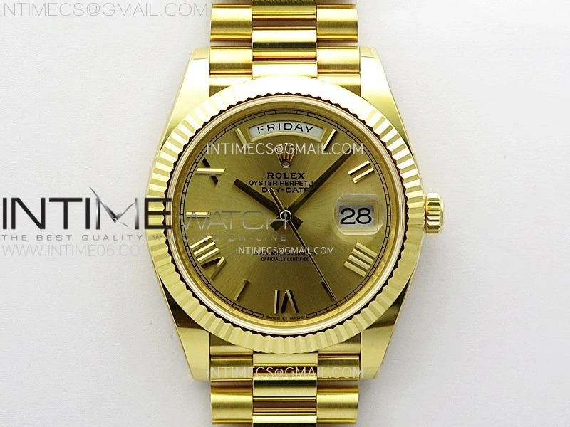 Day Date 228238 40mm 904L YG 1:1 AR+F Best Edition Gold Dial Roman Markers on YG President Bracelet SA3255