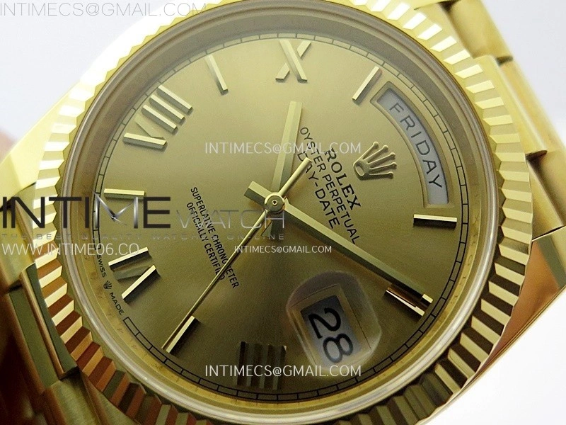 Day Date 228238 40mm 904L YG 1:1 AR+F Best Edition Gold Dial Roman Markers on YG President Bracelet SA3255