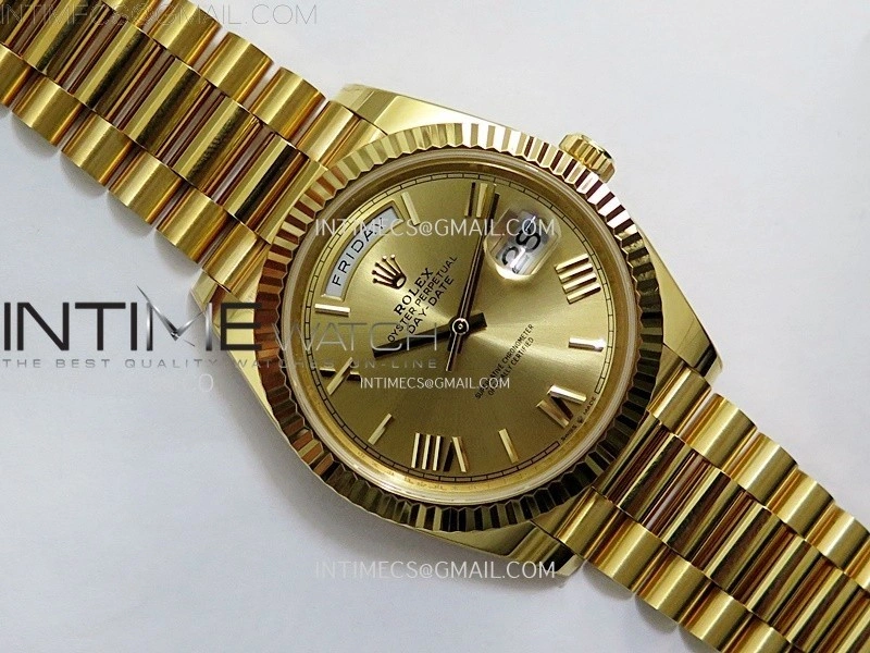 Day Date 228238 40mm 904L YG 1:1 AR+F Best Edition Gold Dial Roman Markers on YG President Bracelet SA3255