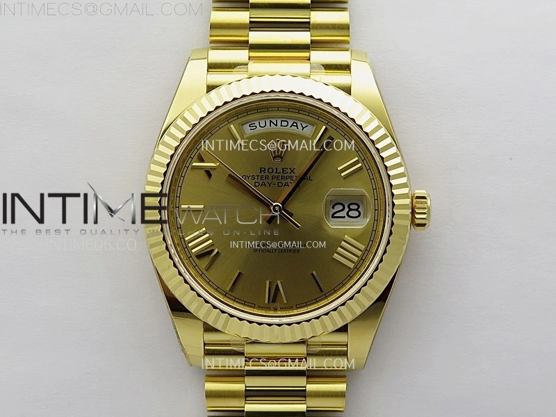 Day Date 228238 40mm 904L YG 1:1 AR+F Best Edition Gold Dial Roman Markers on YG President Bracelet SA3255