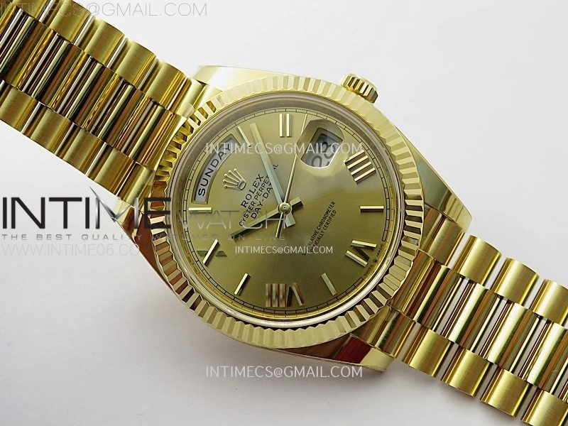 Day Date 228238 40mm 904L YG 1:1 AR+F Best Edition Gold Dial Roman Markers on YG President Bracelet SA3255