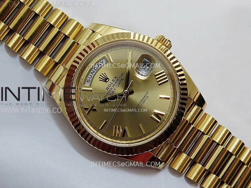 Day Date 228238 40mm 904L YG 1:1 AR+F Best Edition Gold Dial Roman Markers on YG President Bracelet SA3255
