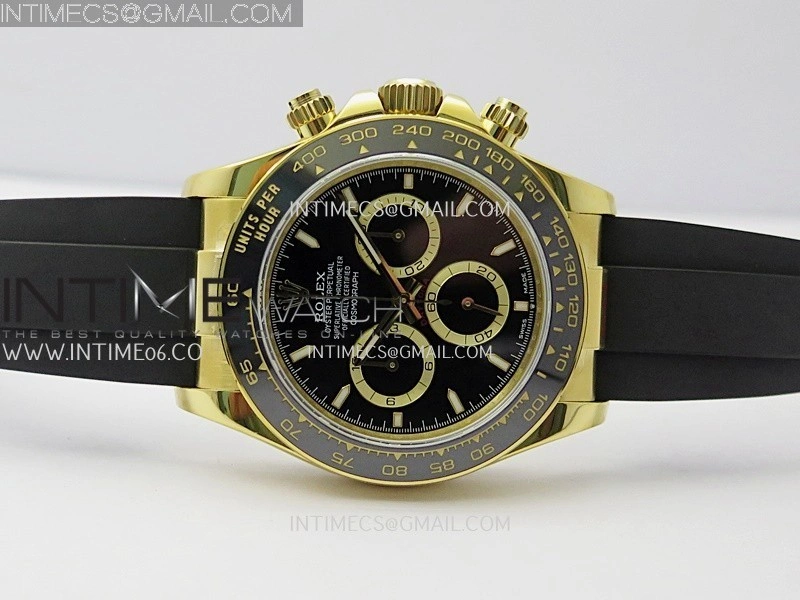 Daytona 126518 904L YG GMF 1:1 Best Edition Black Dial Black Gold Subdial on Oysterflex Strap SH4131