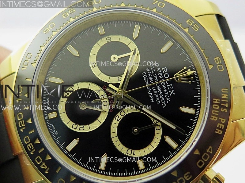 Daytona 126518 904L YG GMF 1:1 Best Edition Black Dial Black Gold Subdial on Oysterflex Strap SH4131