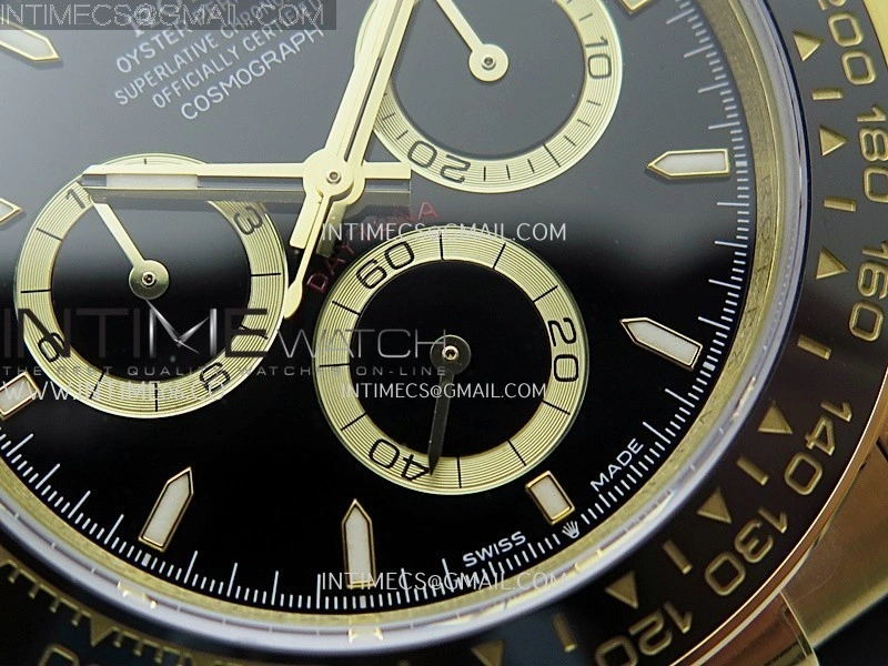 Daytona 126518 904L YG GMF 1:1 Best Edition Black Dial Black Gold Subdial on Oysterflex Strap SH4131