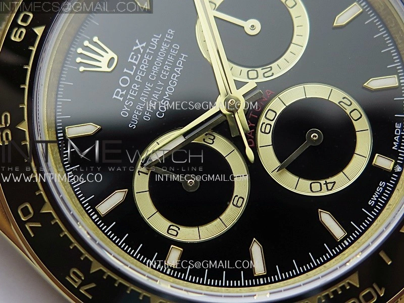 Daytona 126518 904L YG GMF 1:1 Best Edition Black Dial Black Gold Subdial on Oysterflex Strap SH4131