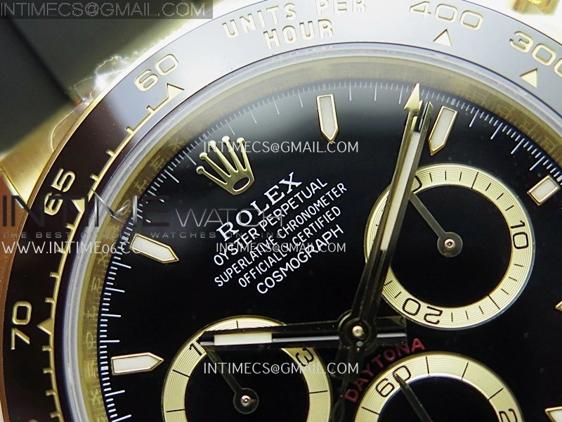 Daytona 126518 904L YG GMF 1:1 Best Edition Black Dial Black Gold Subdial on Oysterflex Strap SH4131