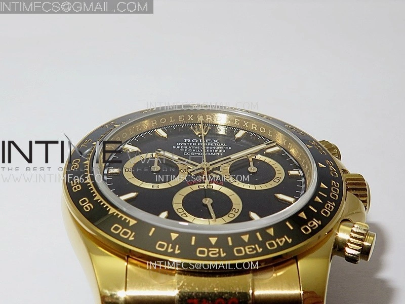 Daytona 126518 904L YG GMF 1:1 Best Edition Black Dial Black Gold Subdial on Oysterflex Strap SH4131