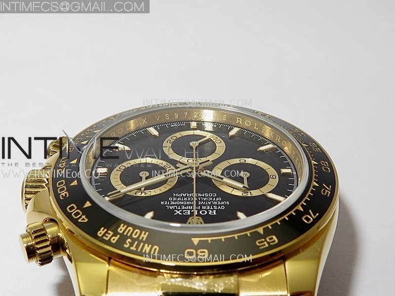 Daytona 126518 904L YG GMF 1:1 Best Edition Black Dial Black Gold Subdial on Oysterflex Strap SH4131