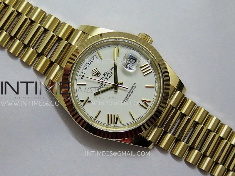 Day Date 228238 40mm 904L YG VSF 1:1 Best Edition White Dial Roman Marker On YG President Bracelet DD3255