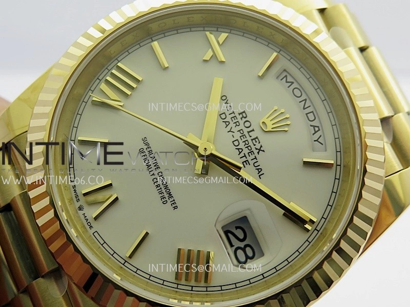 Day Date 228238 40mm 904L YG VSF 1:1 Best Edition White Dial Roman Marker On YG President Bracelet DD3255