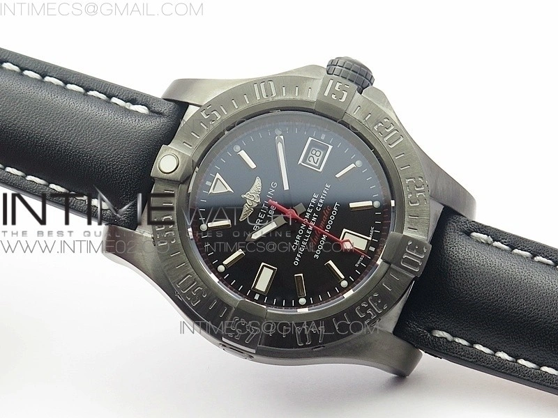 Avenger II Seawolf DLC V2 Best Edition Black Dial Stick Markers Red Second Hand on Black Strap A2836