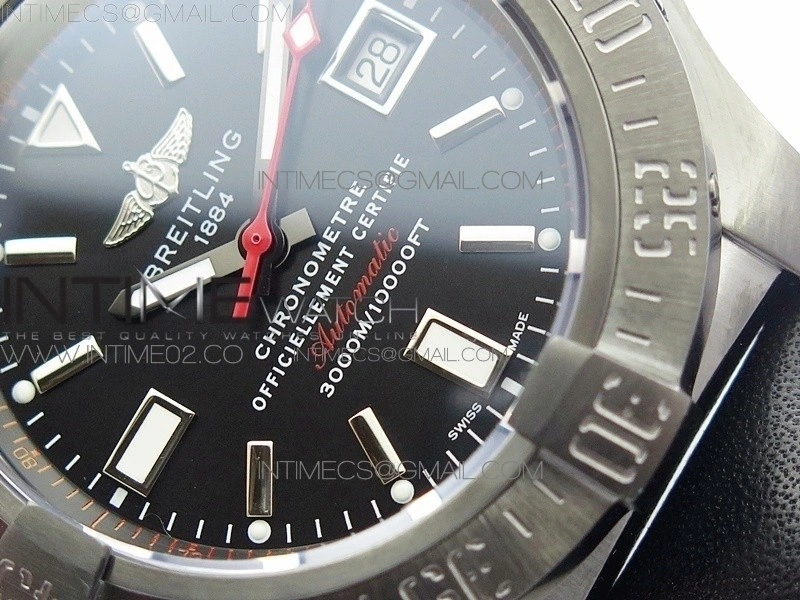 Avenger II Seawolf DLC V2 Best Edition Black Dial Stick Markers Red Second Hand on Black Strap A2836