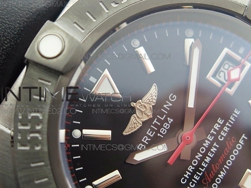 Avenger II Seawolf DLC V2 Best Edition Black Dial Stick Markers Red Second Hand on Black Strap A2836