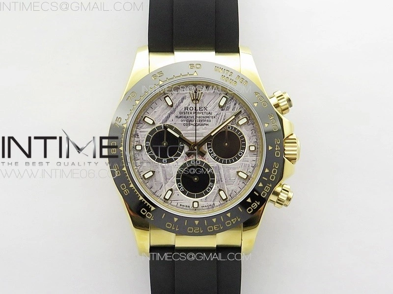 Daytona 116518LN YG APSF Best Edition Meteorite Dial Sticks Markers On Rubber Strap Slim A7750