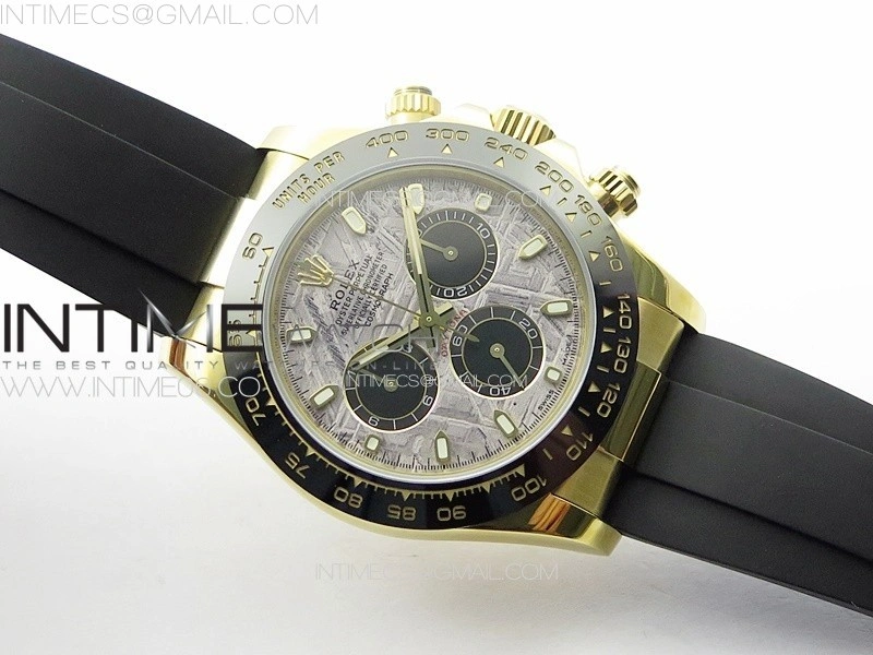 Daytona 116518LN YG APSF Best Edition Meteorite Dial Sticks Markers On Rubber Strap Slim A7750