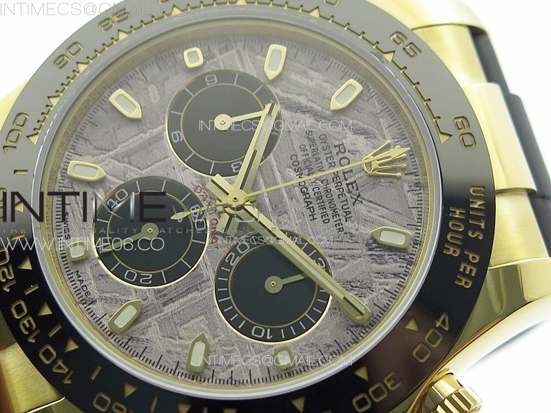 Daytona 116518LN YG APSF Best Edition Meteorite Dial Sticks Markers On Rubber Strap Slim A7750