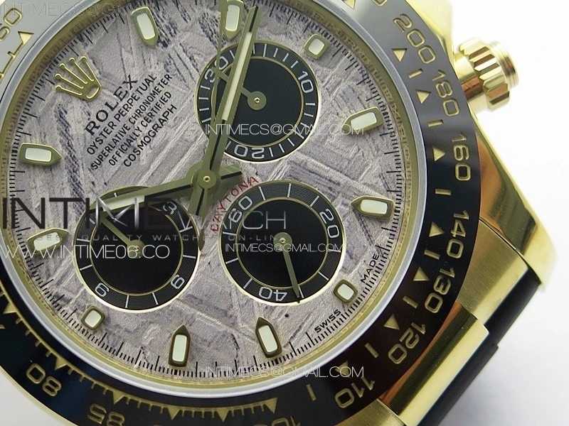 Daytona 116518LN YG APSF Best Edition Meteorite Dial Sticks Markers On Rubber Strap Slim A7750