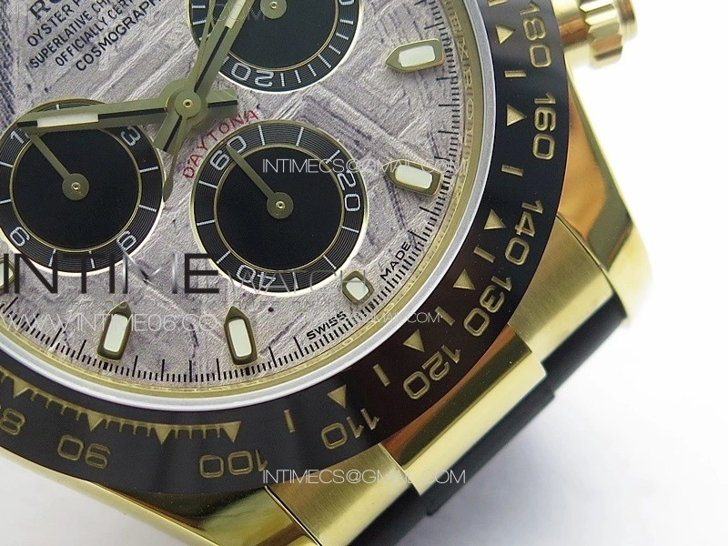 Daytona 116518LN YG APSF Best Edition Meteorite Dial Sticks Markers On Rubber Strap Slim A7750