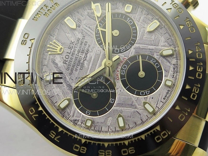 Daytona 116518LN YG APSF Best Edition Meteorite Dial Sticks Markers On Rubber Strap Slim A7750