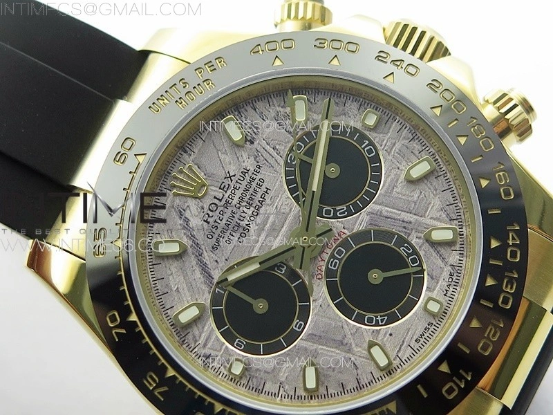 Daytona 116518LN YG APSF Best Edition Meteorite Dial Sticks Markers On Rubber Strap Slim A7750