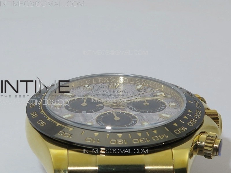 Daytona 116518LN YG APSF Best Edition Meteorite Dial Sticks Markers On Rubber Strap Slim A7750