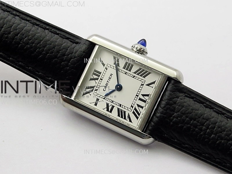 Tank Must Ladies 22mm SS AF 1:1 Best Edition White Dial on Black Leather Strap Ronda Quartz