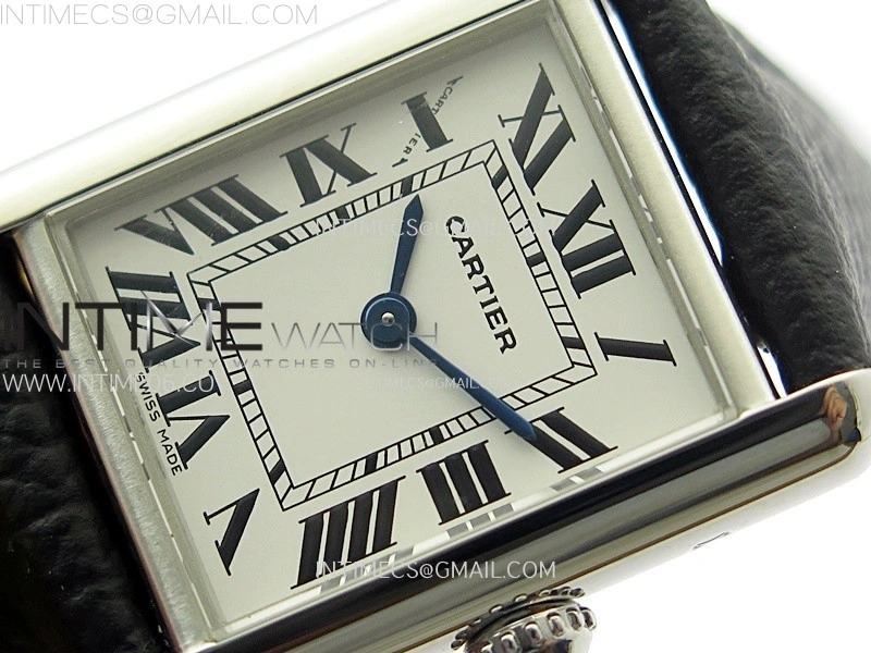 Tank Must Ladies 22mm SS AF 1:1 Best Edition White Dial on Black Leather Strap Ronda Quartz