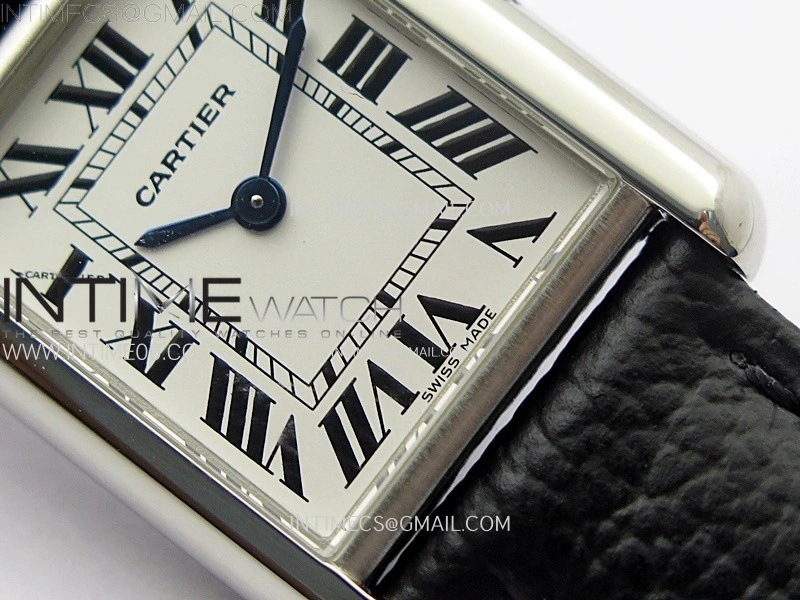 Tank Must Ladies 22mm SS AF 1:1 Best Edition White Dial on Black Leather Strap Ronda Quartz