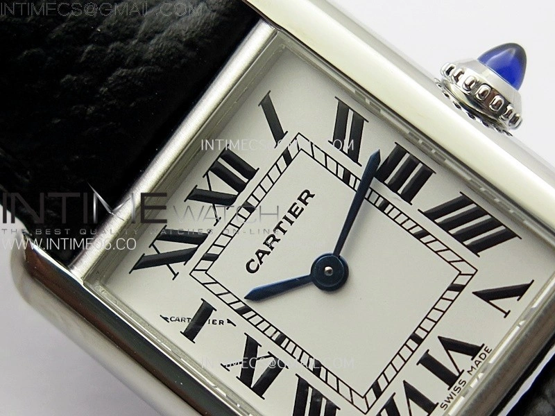 Tank Must Ladies 22mm SS AF 1:1 Best Edition White Dial on Black Leather Strap Ronda Quartz