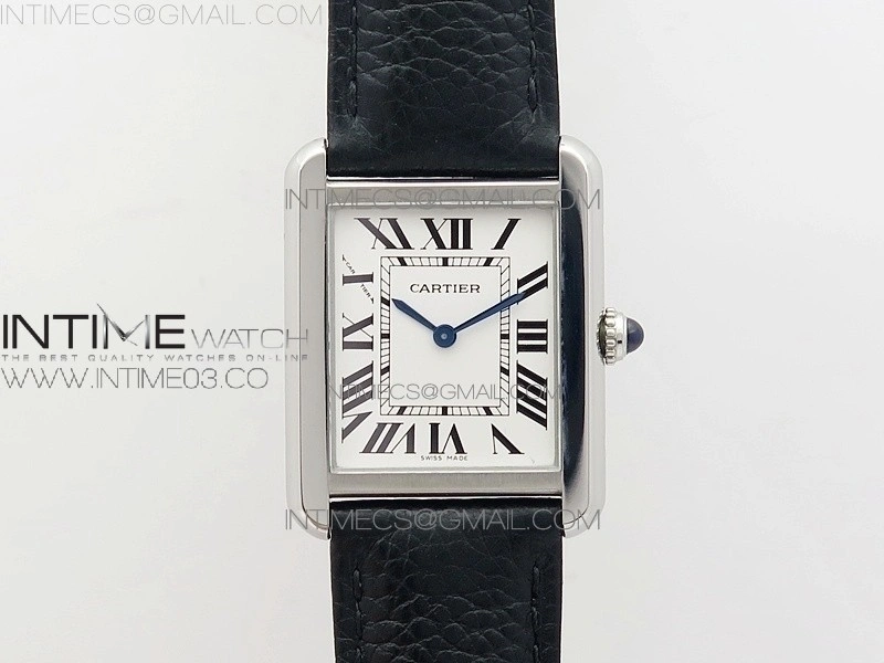 Tank Solo Ladies 25mm SS AF 1:1 Best Edition White Dial on Black Leather Strap Ronda Quartz
