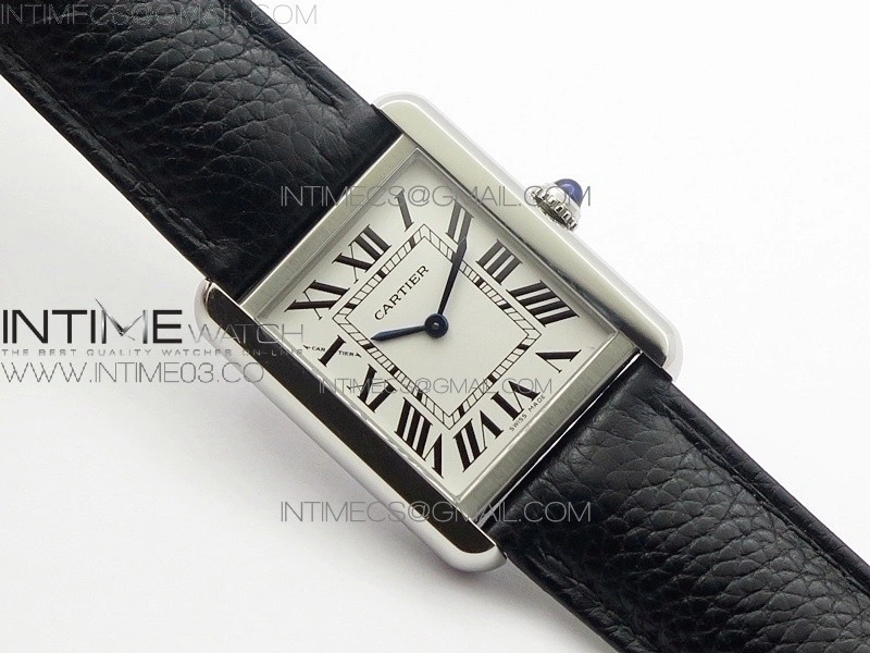 Tank Solo Ladies 25mm SS AF 1:1 Best Edition White Dial on Black Leather Strap Ronda Quartz