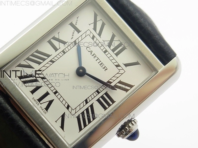 Tank Solo Ladies 25mm SS AF 1:1 Best Edition White Dial on Black Leather Strap Ronda Quartz