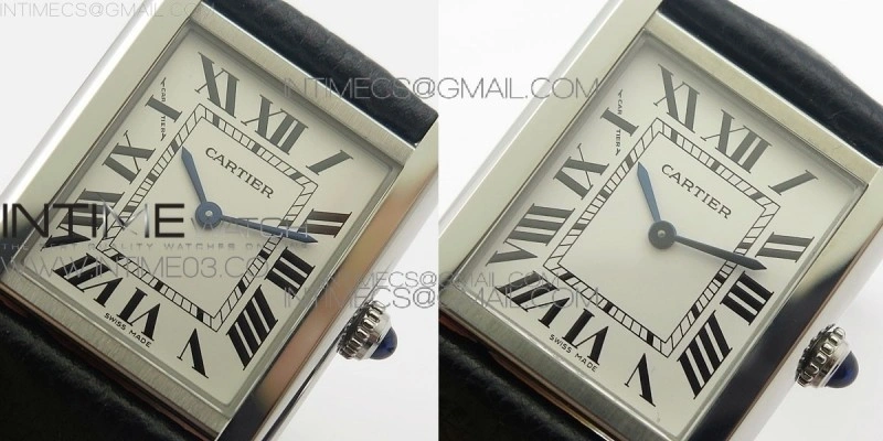 Tank Solo Ladies 25mm SS AF 1:1 Best Edition White Dial on Black Leather Strap Ronda Quartz