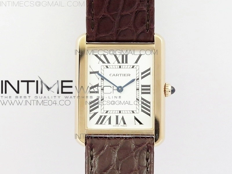 Tank Solo Ladies 28mm RG AF 1:1 Best Edition White Dial on Brown Leather Strap Ronda Quartz