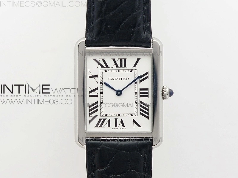 Tank Solo Ladies 28mm SS AF 1:1 Best Edition White Dial on Black Leather Strap Ronda Quartz